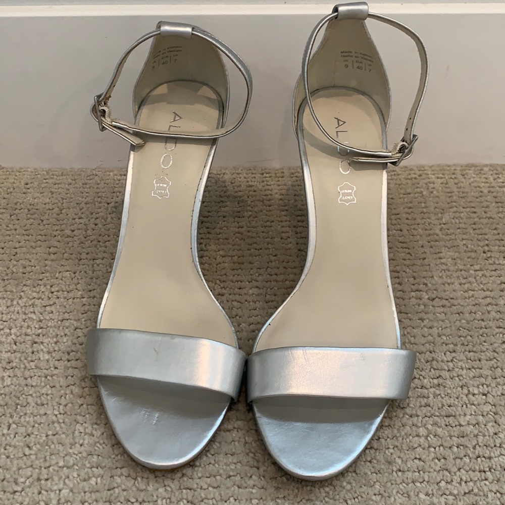 ALDO Silver Strapped Heels